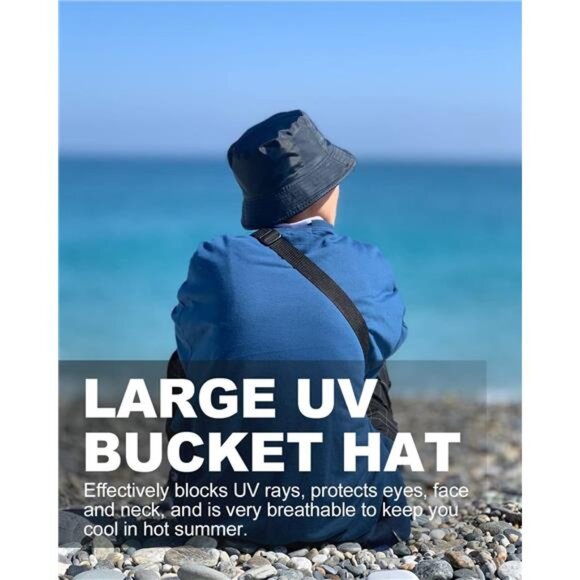 Oversize XXL Quick Dry Bucket Sun Hat,Water Repellent Fisherman Hats,Lightweight - Picture 5 of 7